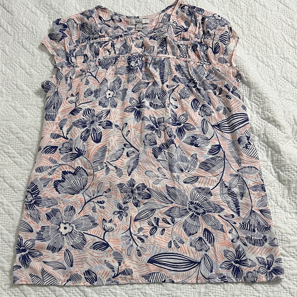 Croft & Barrow Kids Floral Top - Pink and Blue